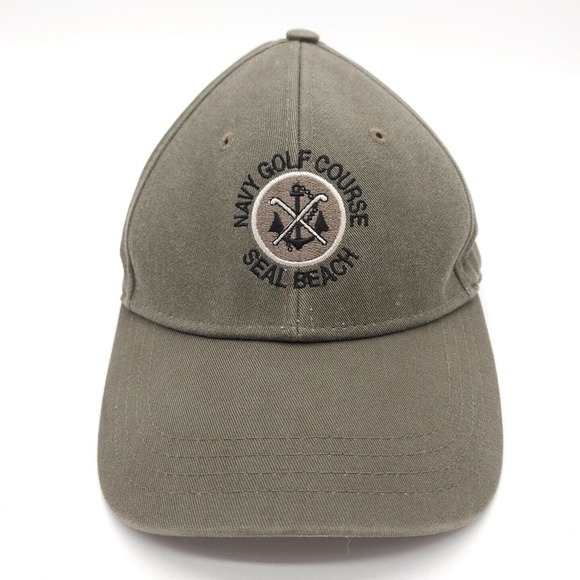 Navy Golf Course‎ Seal Beach Strapback Hat Baseball Dad Cap Gray Embroidered - Picture 2 of 7
